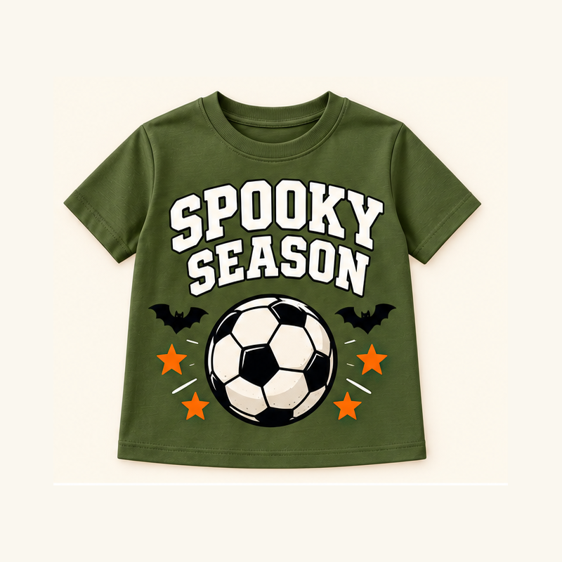 Camiseta de niño Spooky Season Soccer, color Verde Oliva