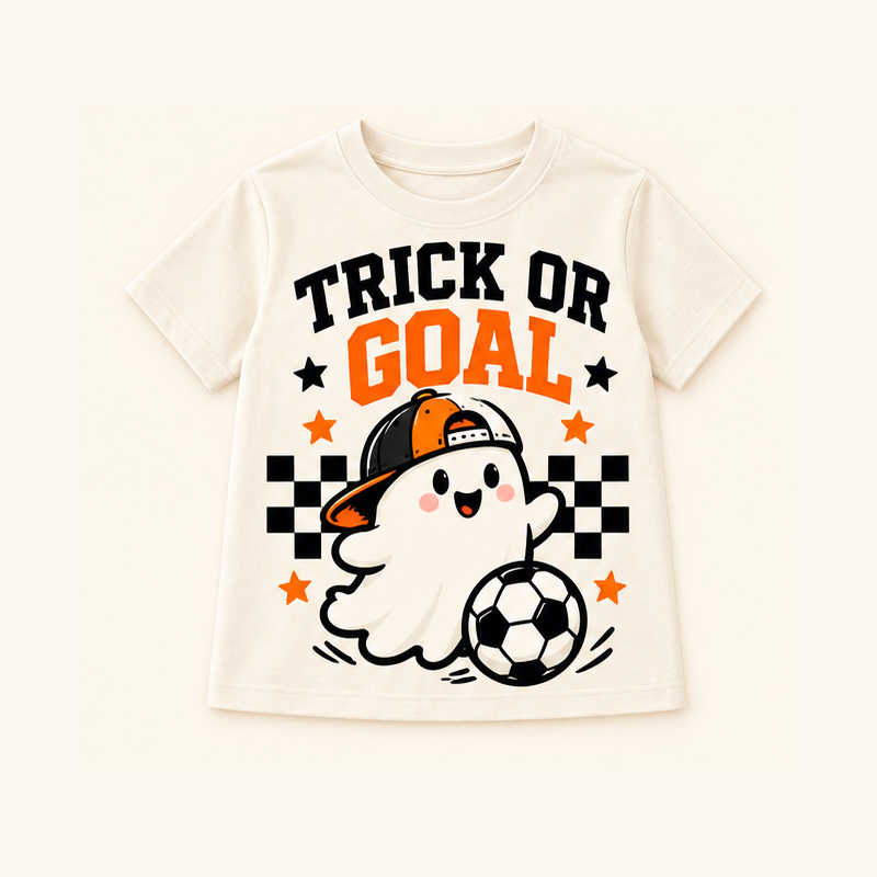 Camiseta de niño Trick or Goal, color Crema