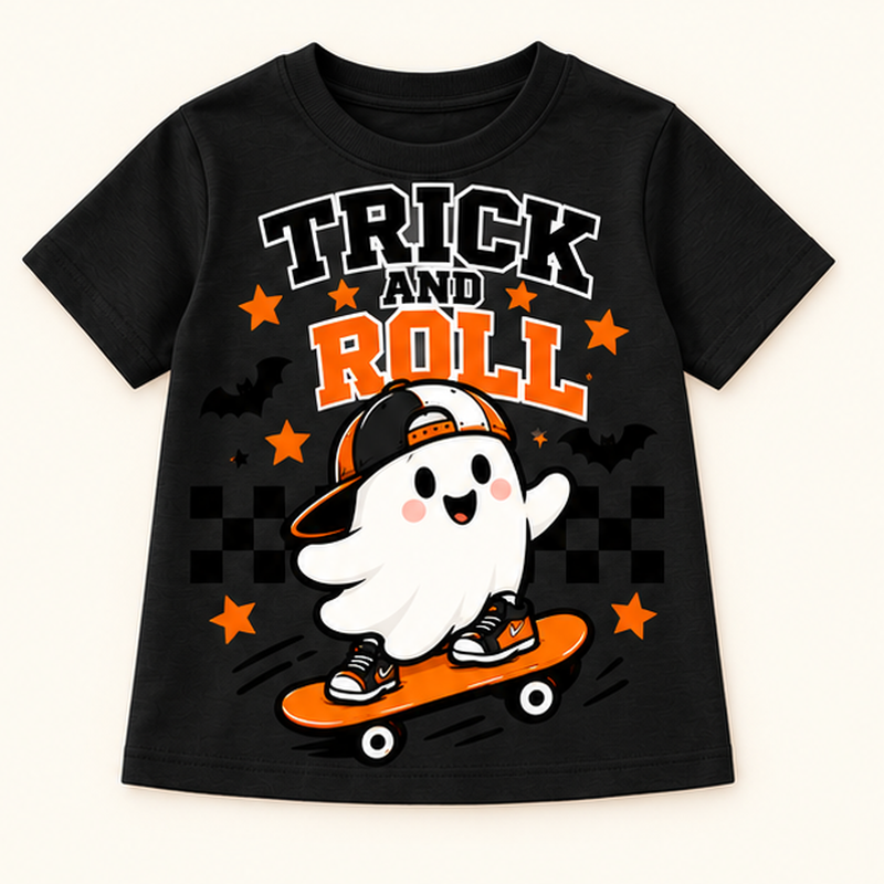 Camiseta de niño Pumpkin and Ghost, color Negra