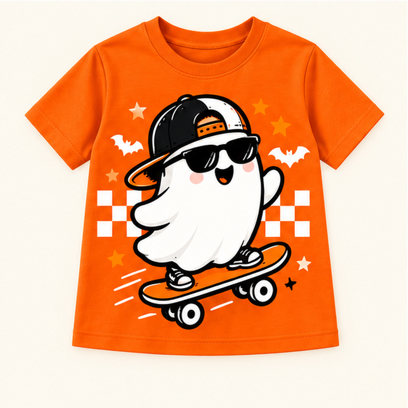 Camiseta de niño Skeleton Dinosaur Gray, color Naranja