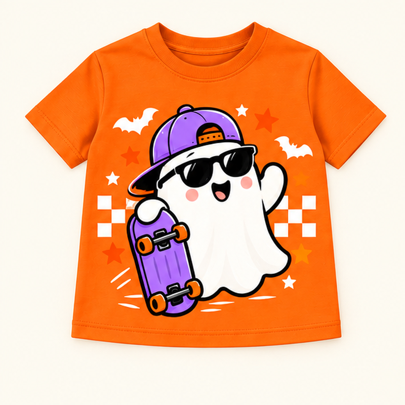 Camiseta de niño Purple Ghost Skateboard, color Naranja