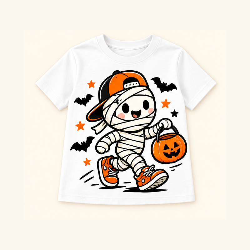 Camiseta de niño Mummy Pumpkin Pail, color Blanca