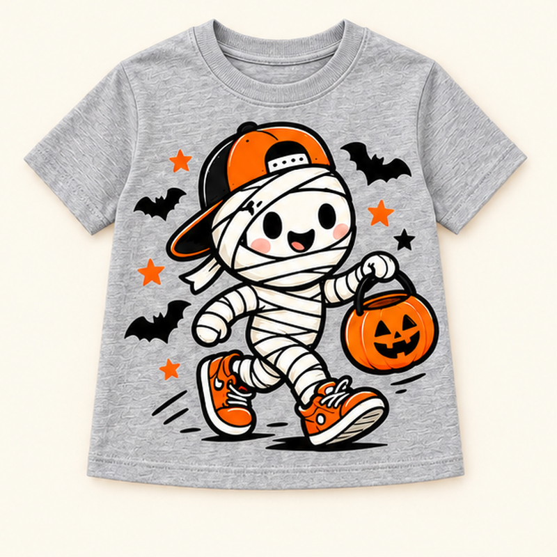 Camiseta de niño Mummy Pumpkin Pail, color Gris