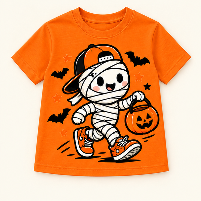 Camiseta de niño Mummy Pumpkin Pail, color Naranja