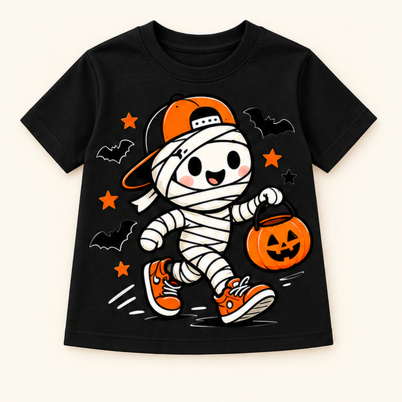 Camiseta de niño Mummy Pumpkin Pail, color Negra