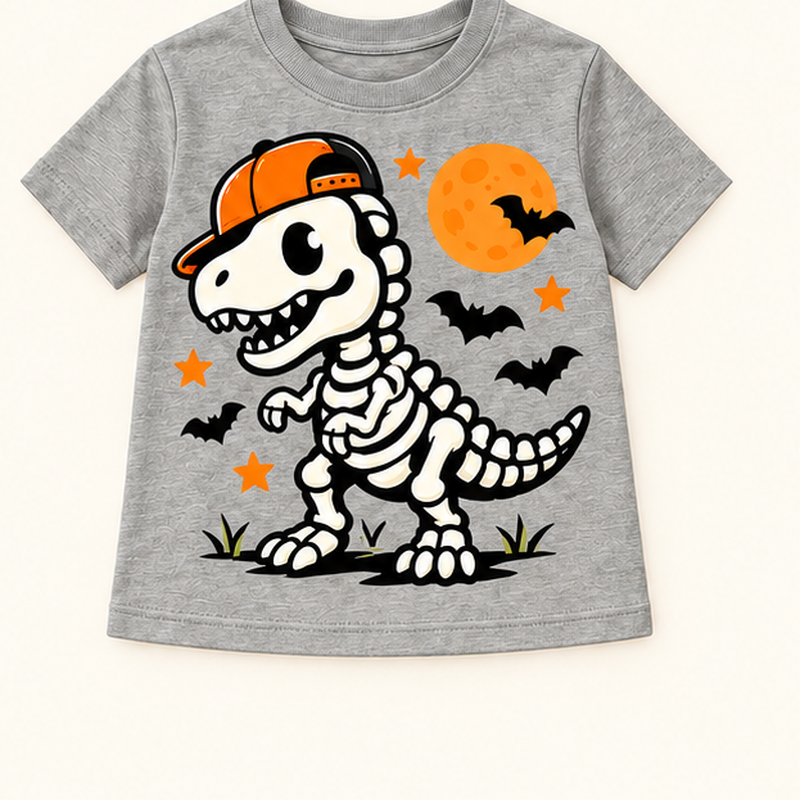 Camiseta de niño Skeleton Dinosaur Olive, color Gris