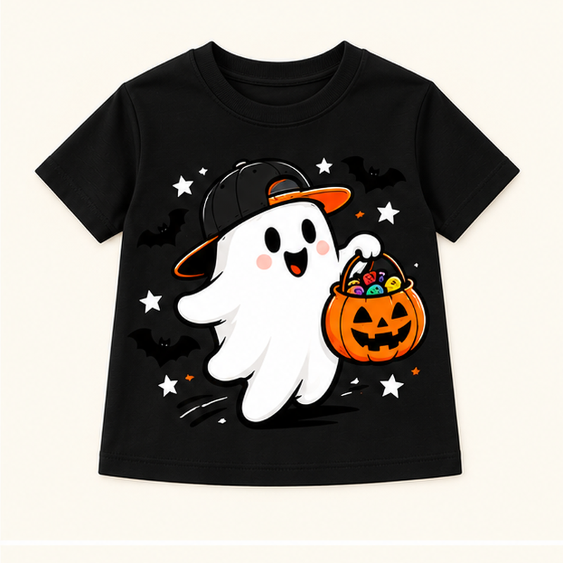 Camiseta de niño Ghost Pumpkin Pail, color Negra