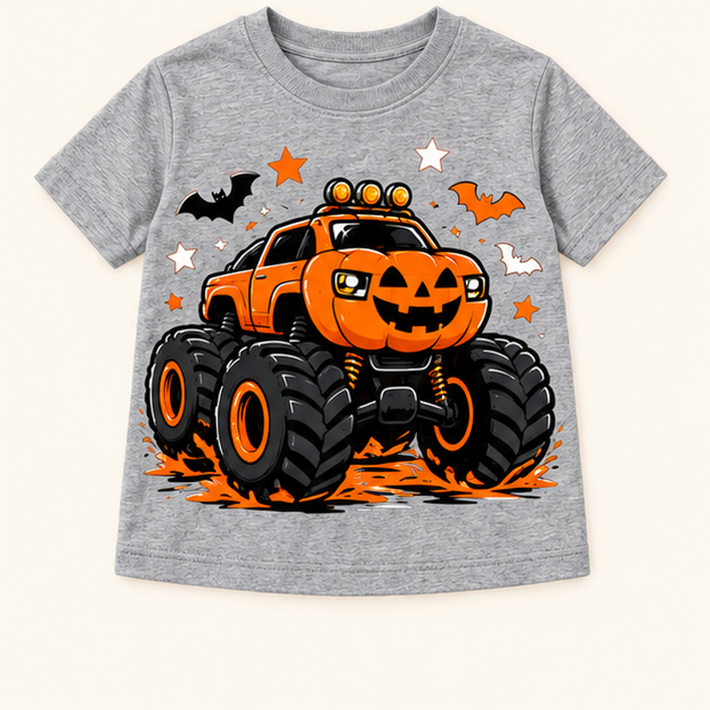 Camiseta de niño Pumpkin Monster Truck, color Gris