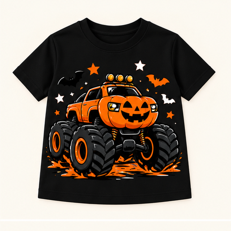Camiseta de niño Pumpkin Monster Truck, color Negra