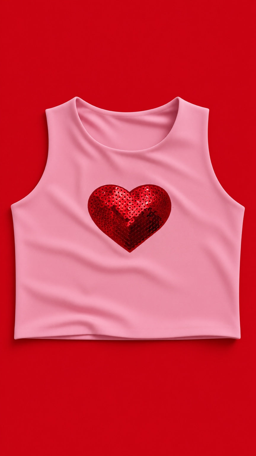 Top corazón con aplique