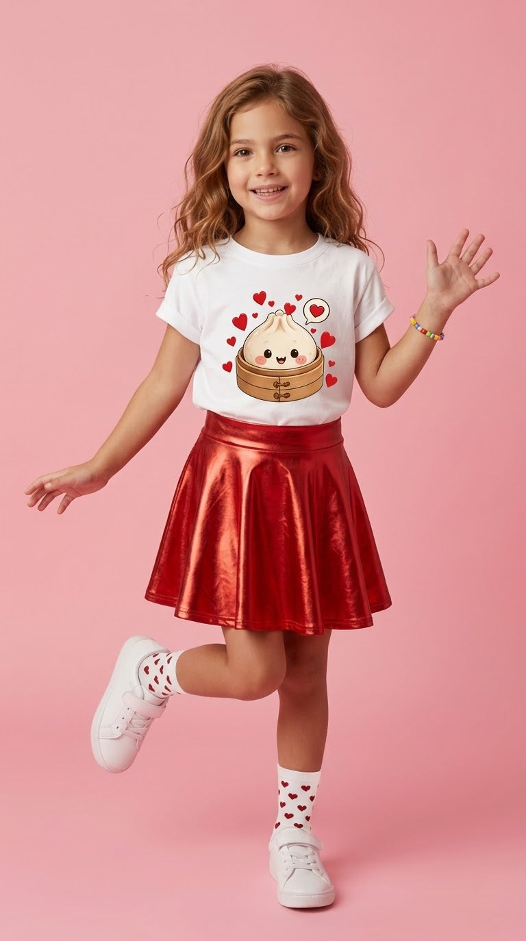 Falda metalizada roja