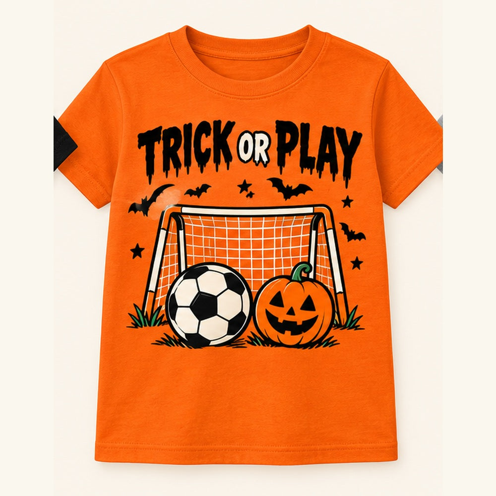 Camiseta de niño Trick or Play Goal, color Naranja