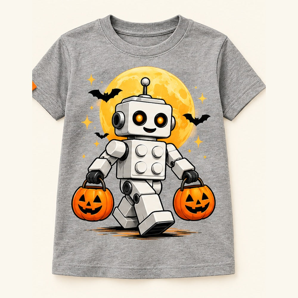 Camiseta de niño Blocky Robot Halloween, color Gris