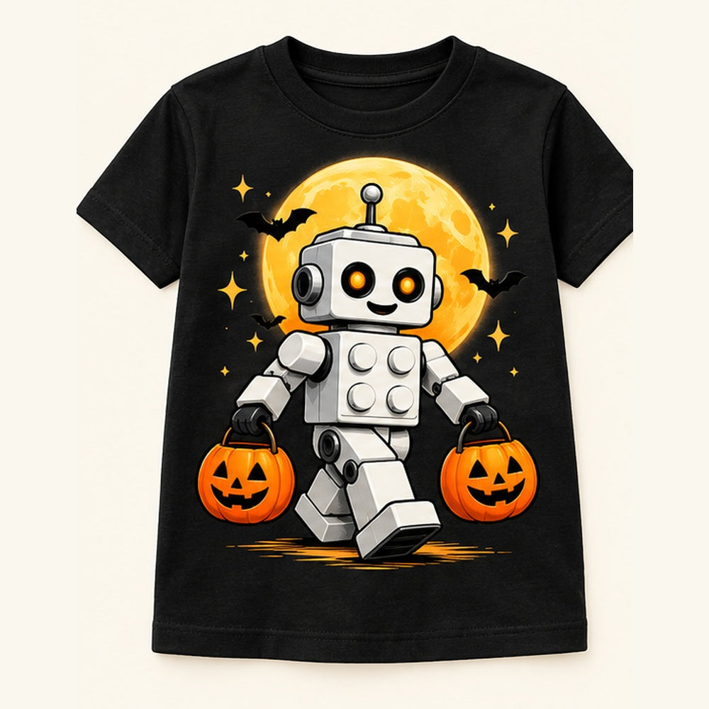 Camiseta de niño Blocky Robot Halloween, color Negra