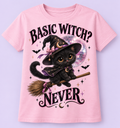 Camiseta Basic Witch Never rosada – diseño corregido