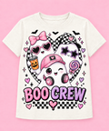 Camiseta Boo Crew Glam crema con corazón checker corregido