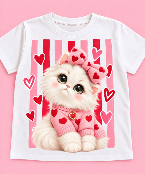 Camiseta Gatita Persa Love blanca