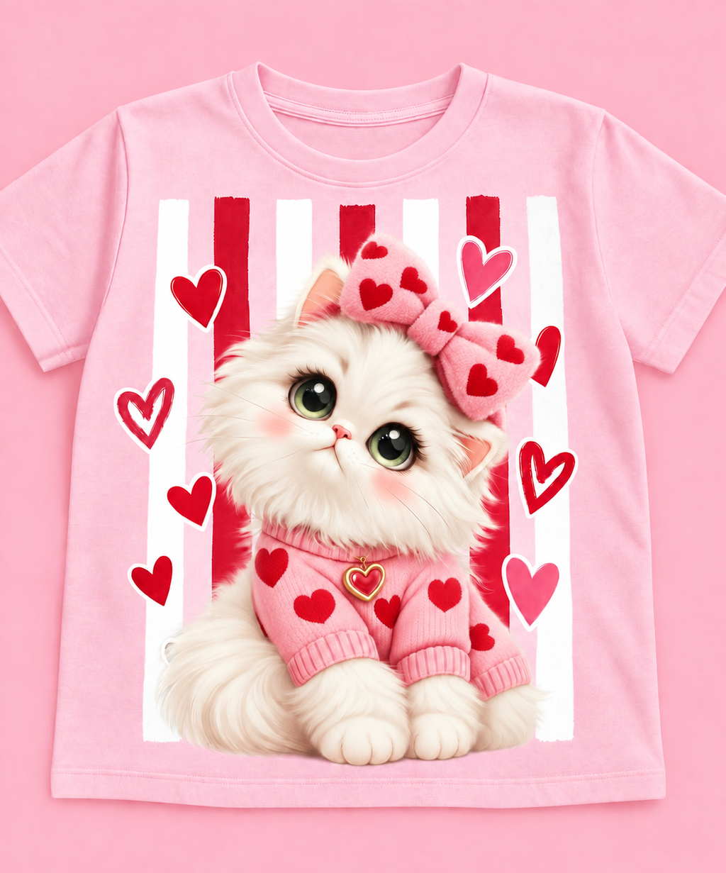 Camiseta Gatita Persa Love rosada