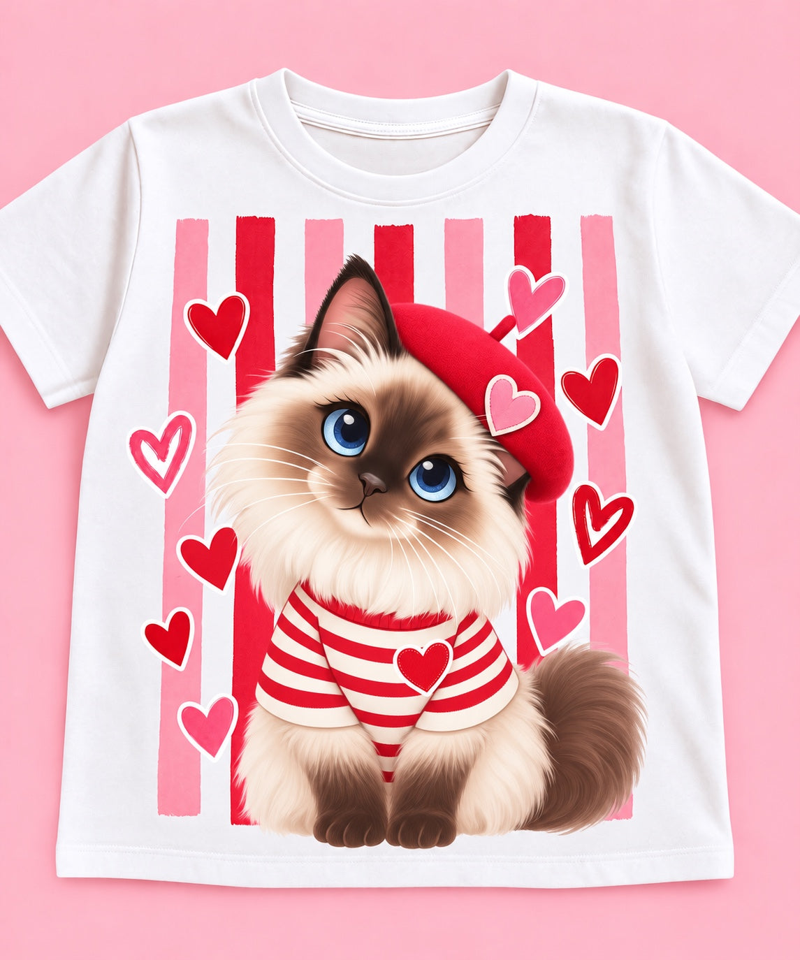 Camiseta Gato Birman Love blanca