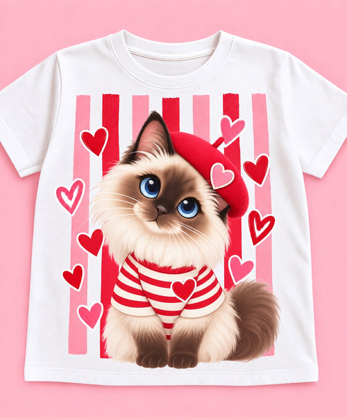 Camiseta Gato Birman Love blanca