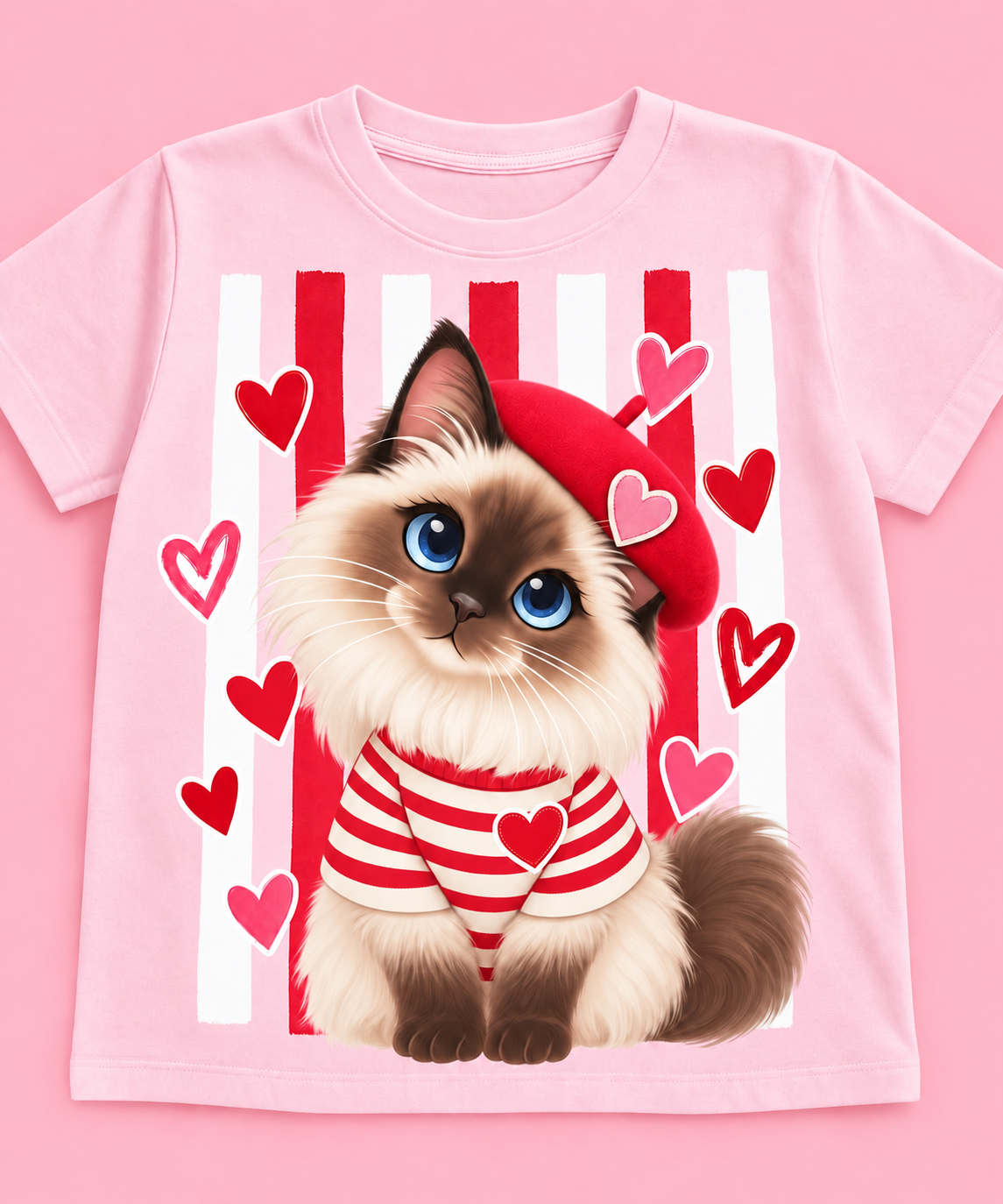 Camiseta Gato Birman Love rosada