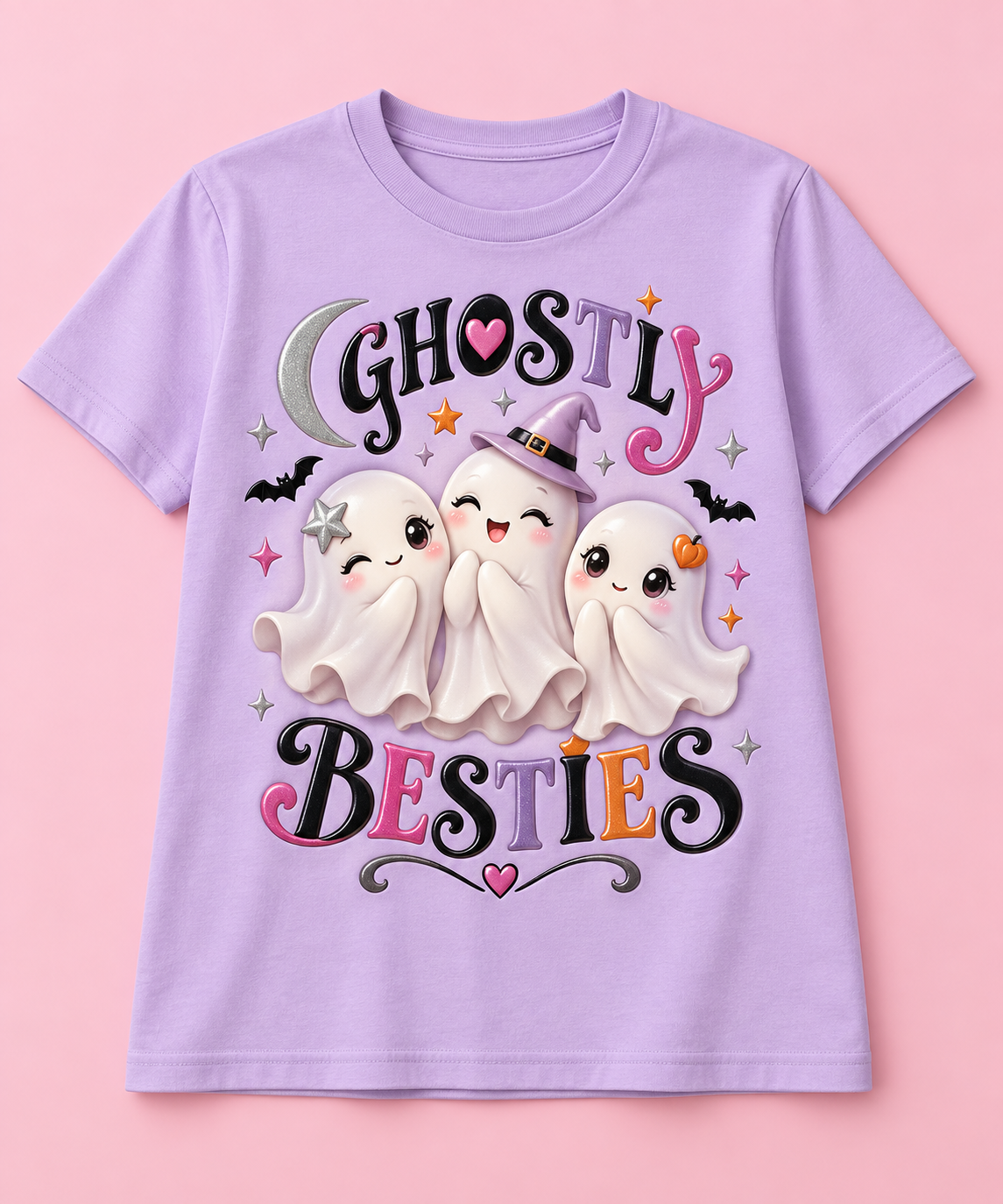 Camiseta Ghostly Besties lila – diseño premium corregido