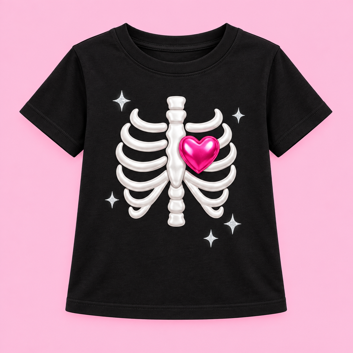Camiseta Heart Bones negra