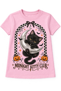 Camiseta Midnight Kitty Club rosada – diseño corregido