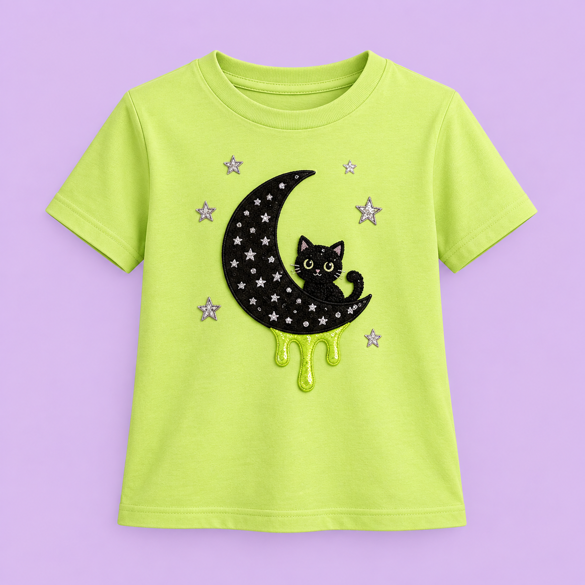 Camiseta Moon Kitty verde lima
