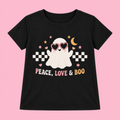Camiseta Peace Love & Boo negra