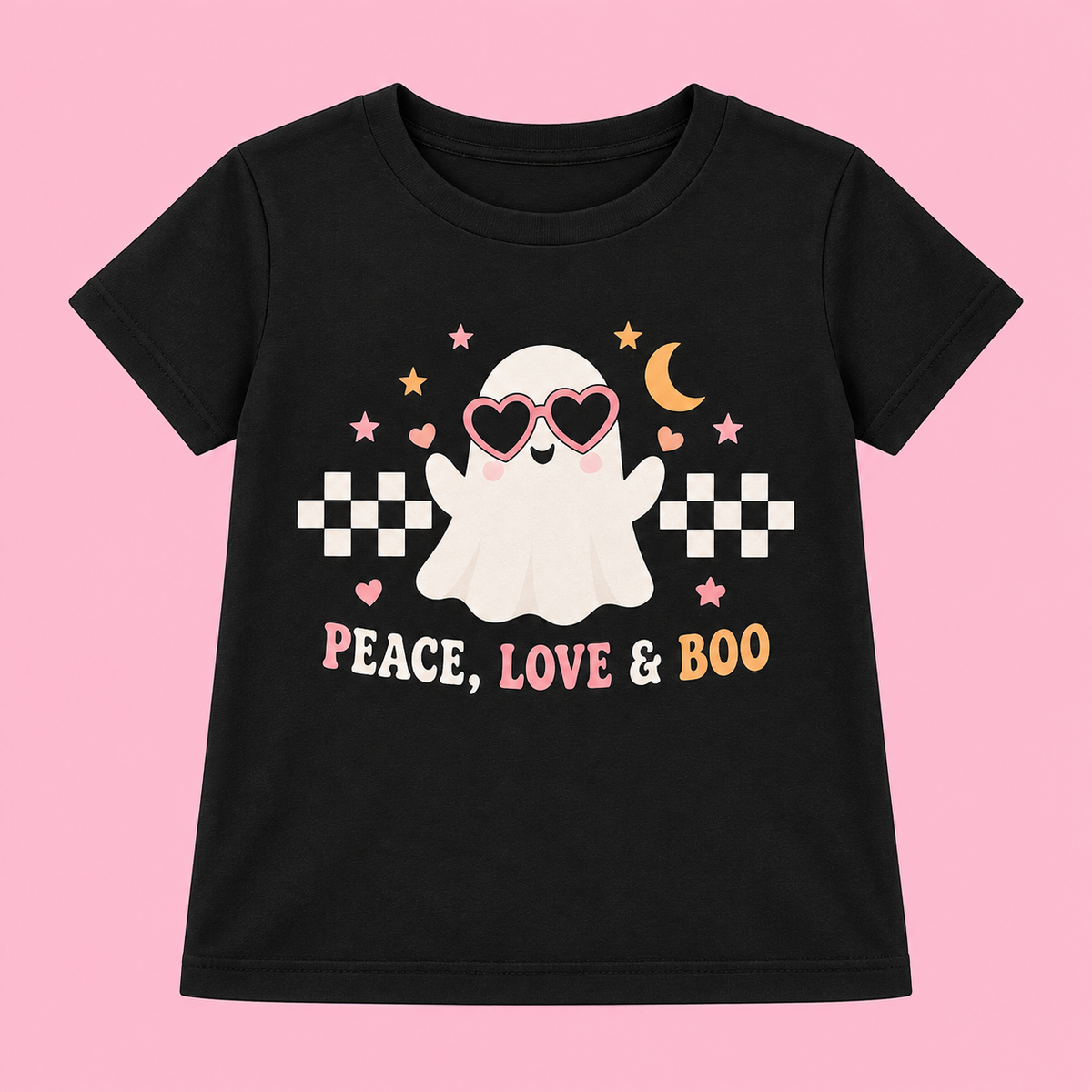 Camiseta Peace Love & Boo negra