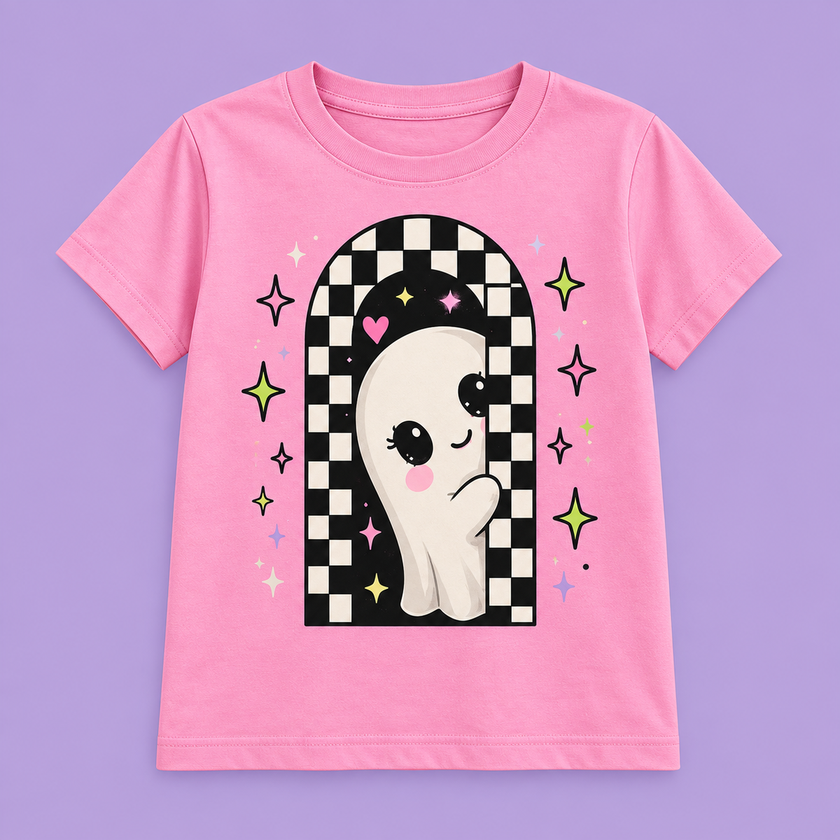 Camiseta Peek-A-Boo Checker rosada