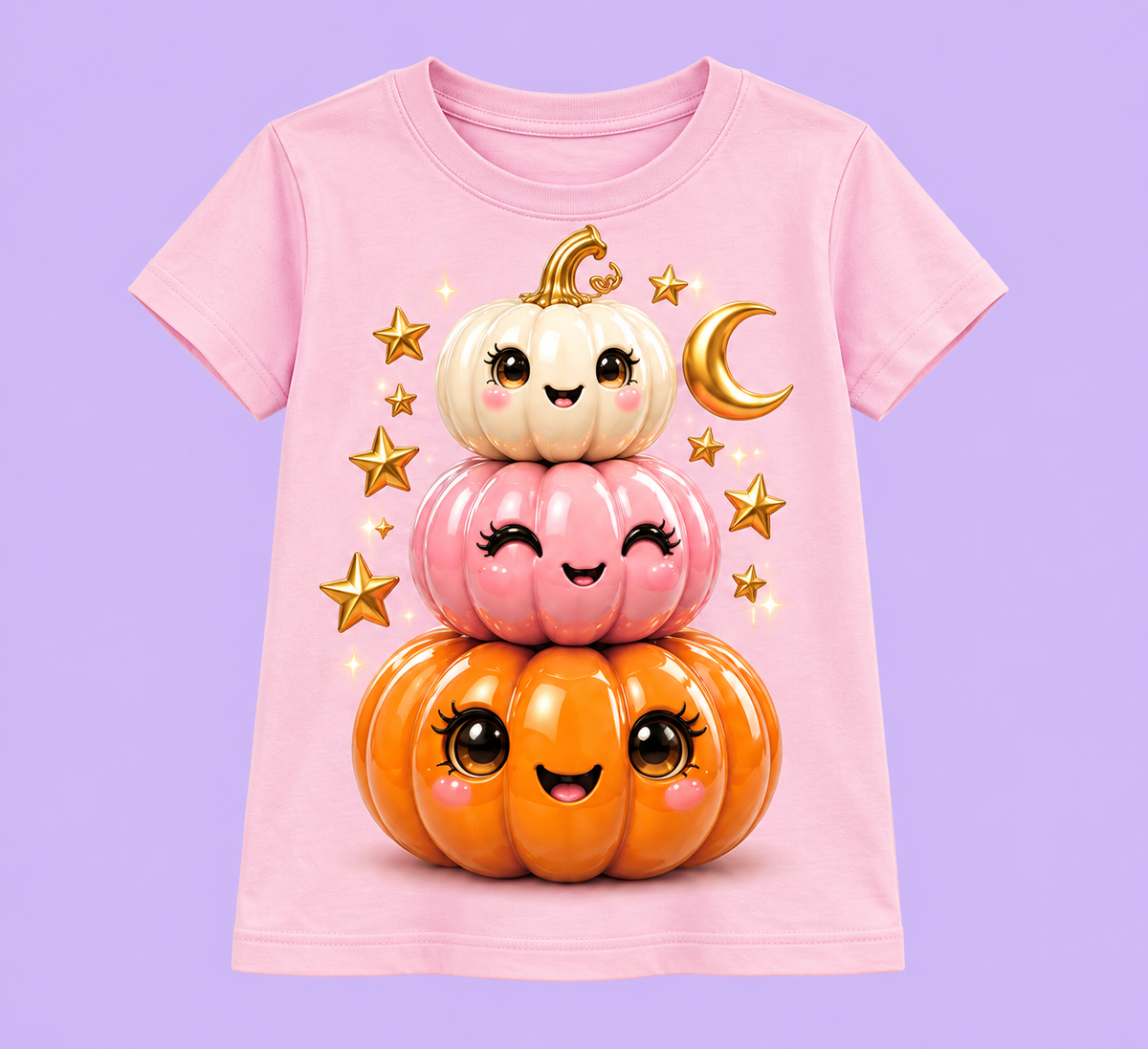 Camiseta Pumpkin Stack rosada