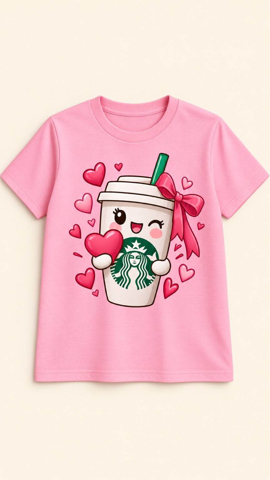 Camiseta Starbucks Love rosada Festiva