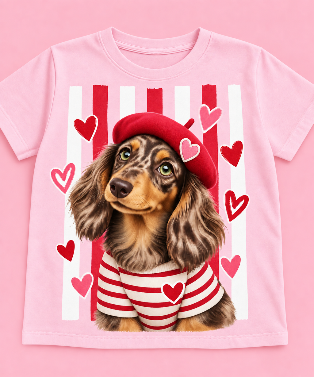 Camiseta Teckel Love rosada