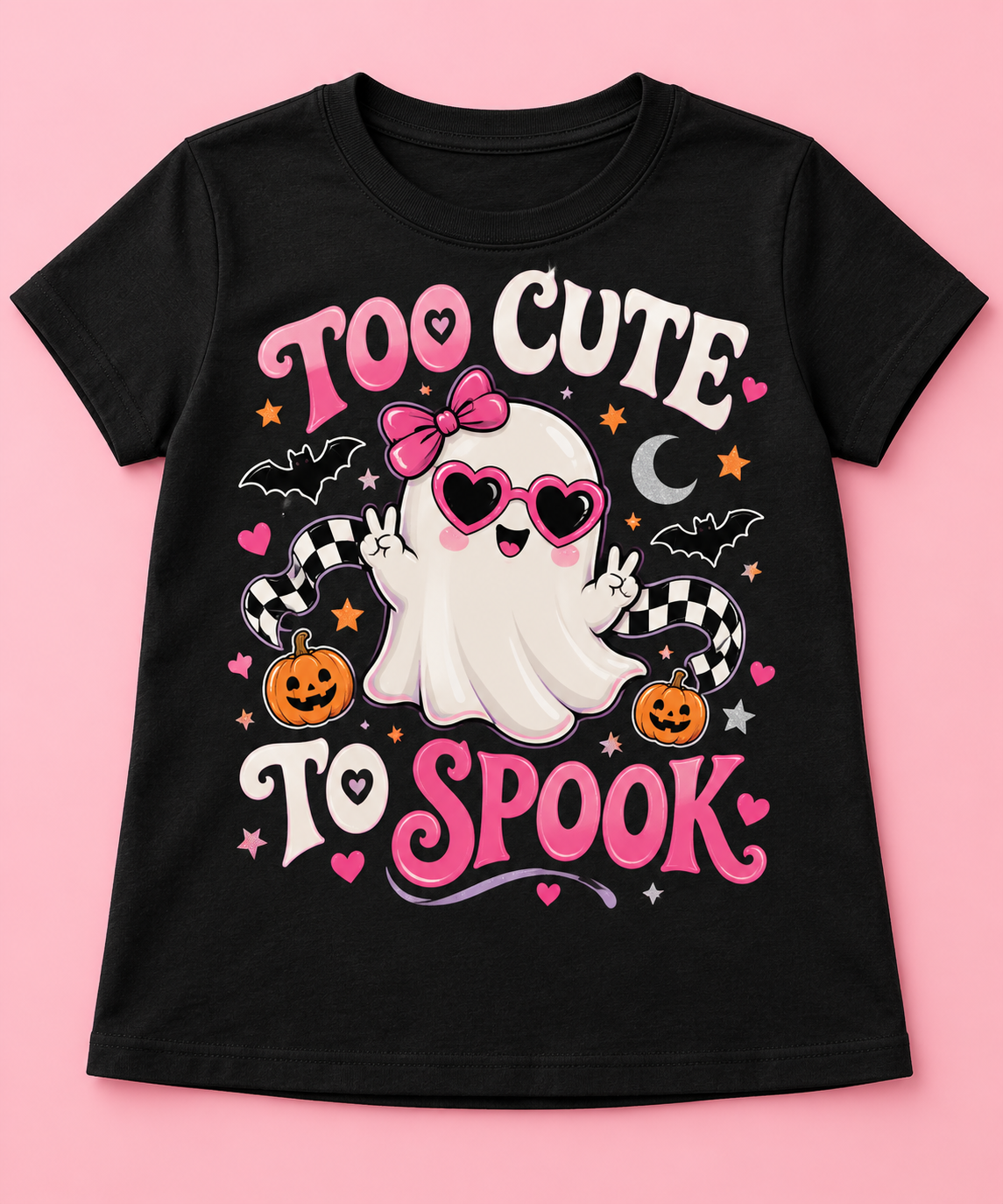 Camiseta Too Cute Neon negra – diseño corregido sin llamas