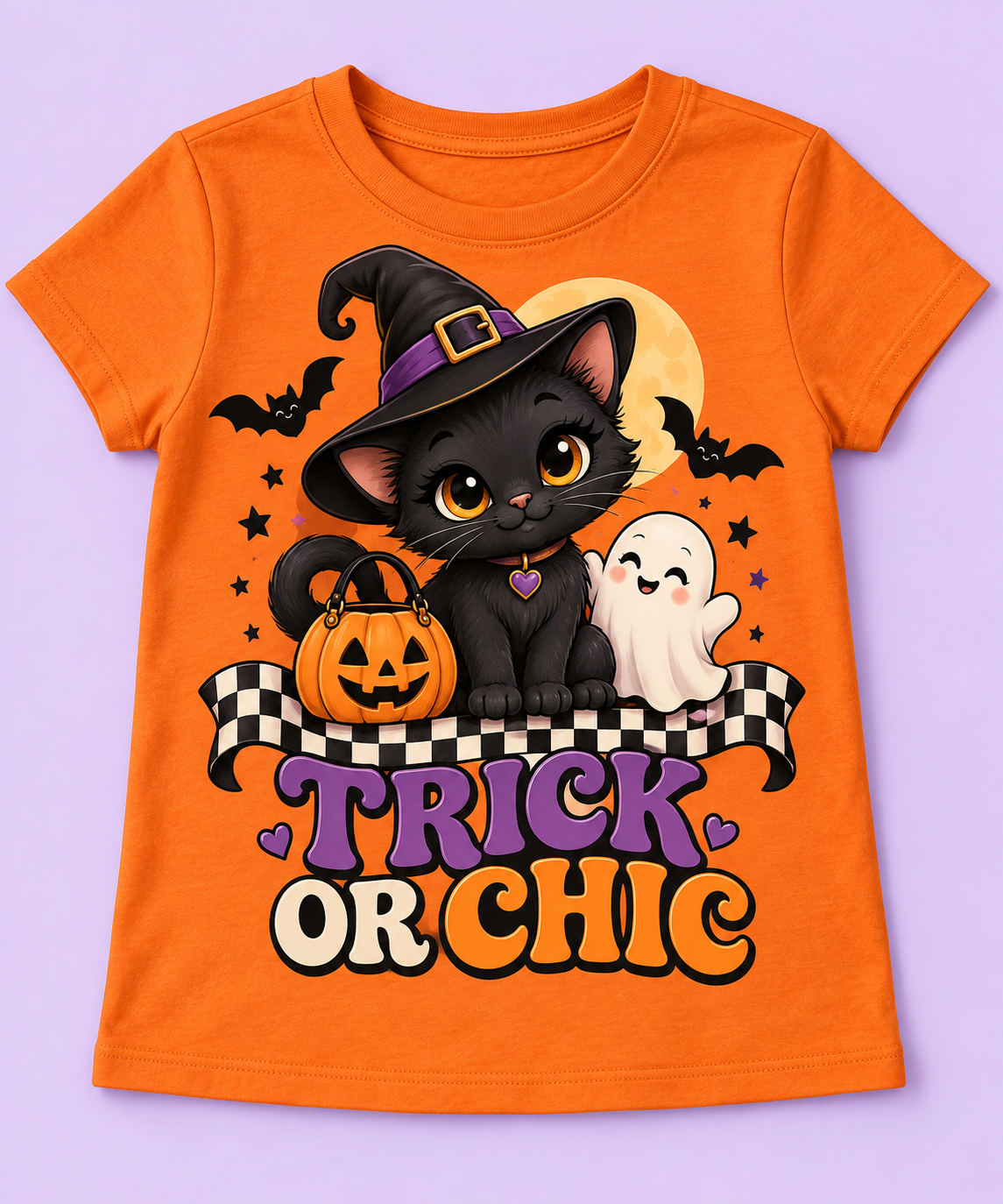 Camiseta Trick or Chic naranja – diseño corregido