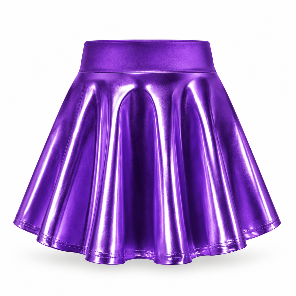 Falda metalizada morado para niña
