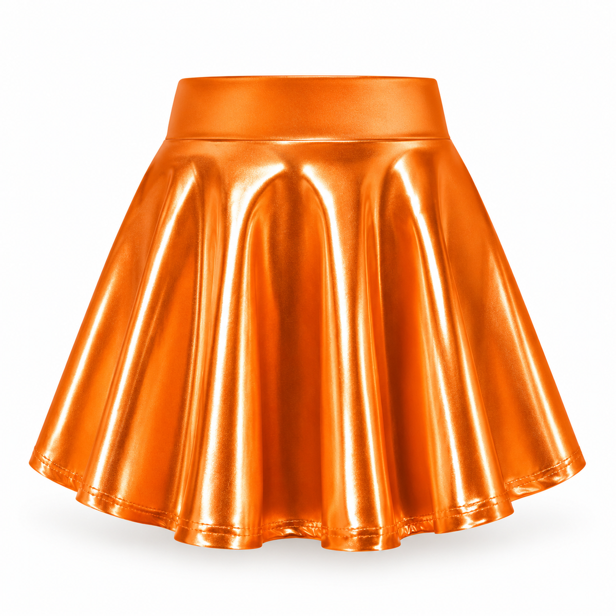 Falda metalizada naranja para niña
