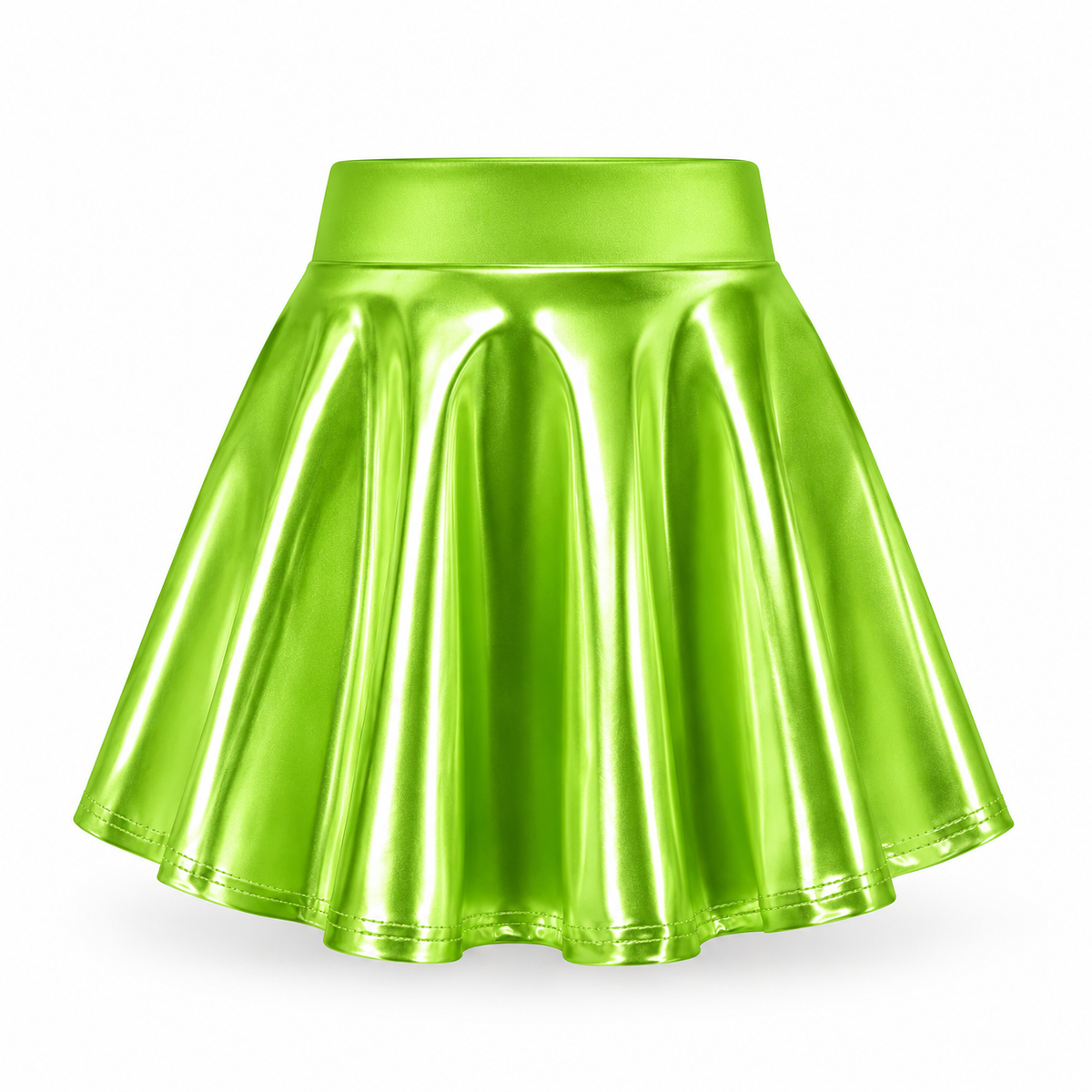 Falda metalizada verde-lima para niña