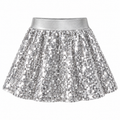 Falda Silver Spark de lentejuelas con pretina plateada lisa