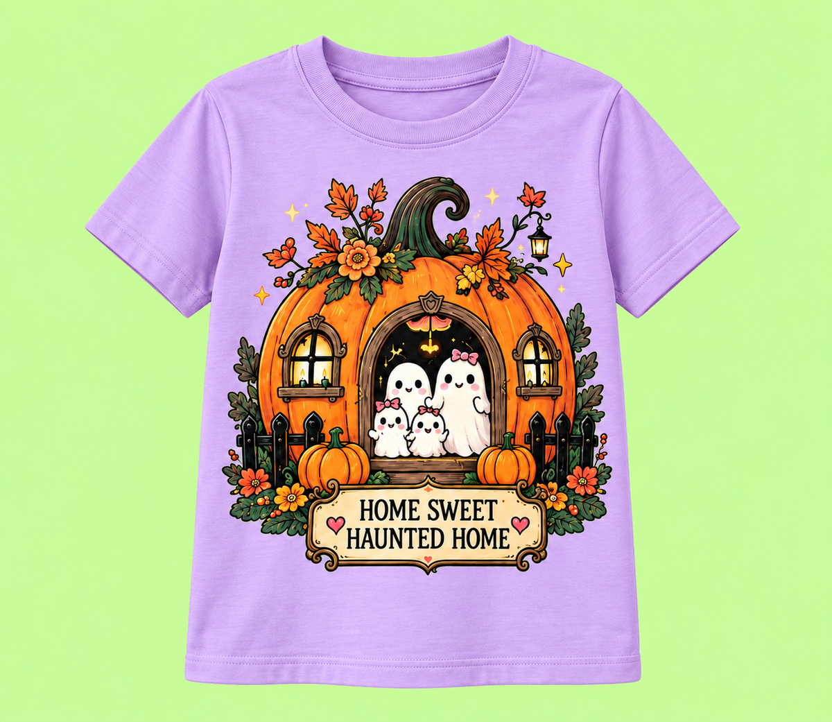 Camiseta Home Sweet Haunted Home color lila