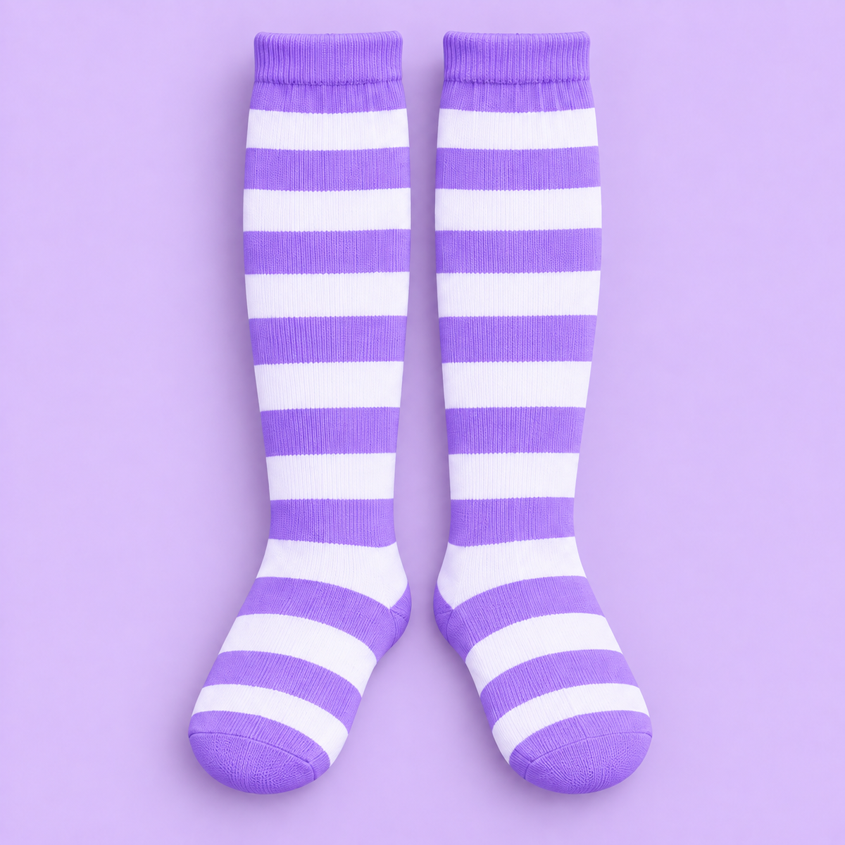 Medias de rayas lila con blanco