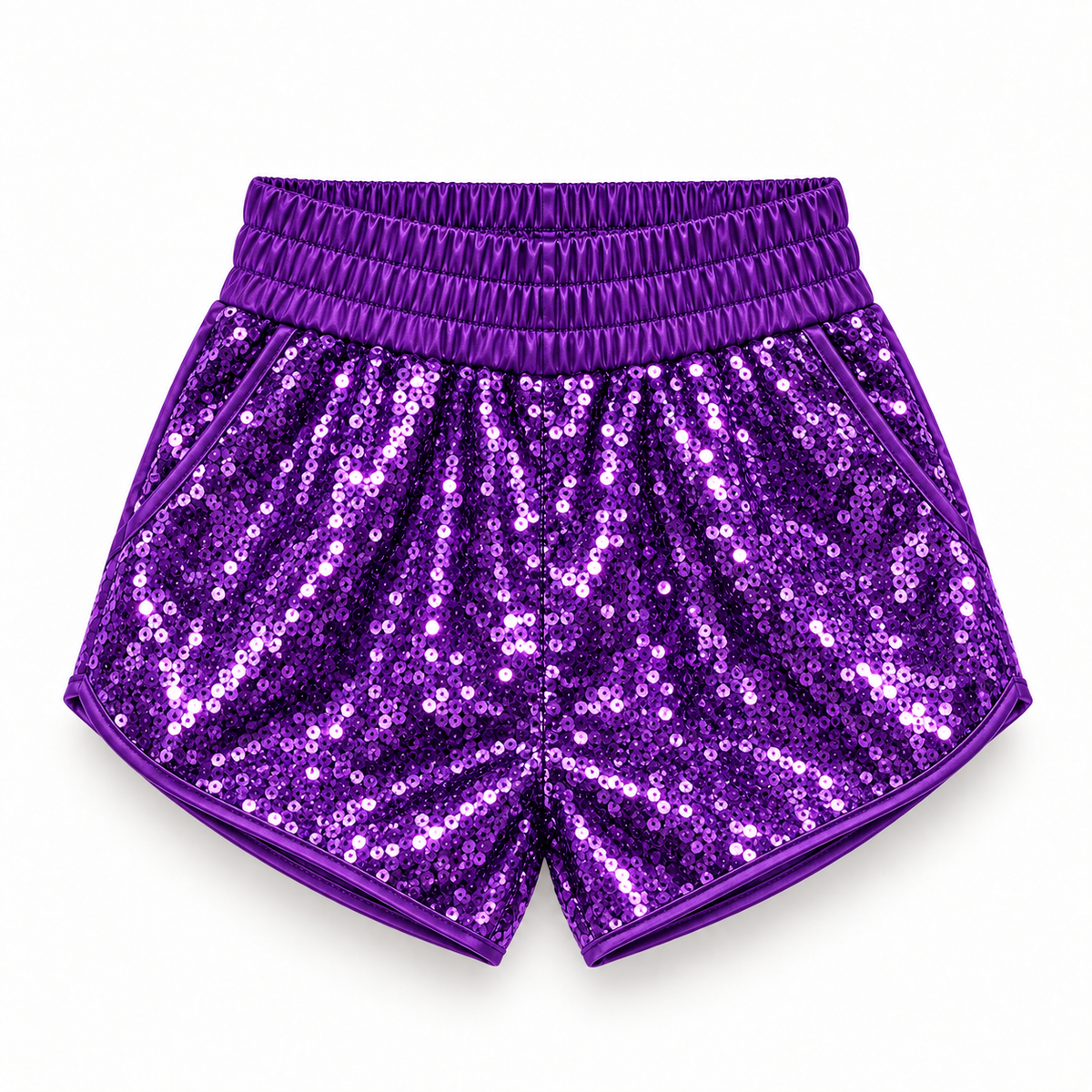 Short de lentejuelas morado para niña