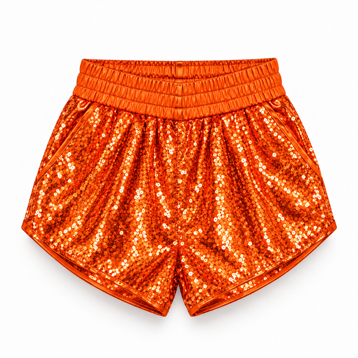 Short de lentejuelas naranja para niña