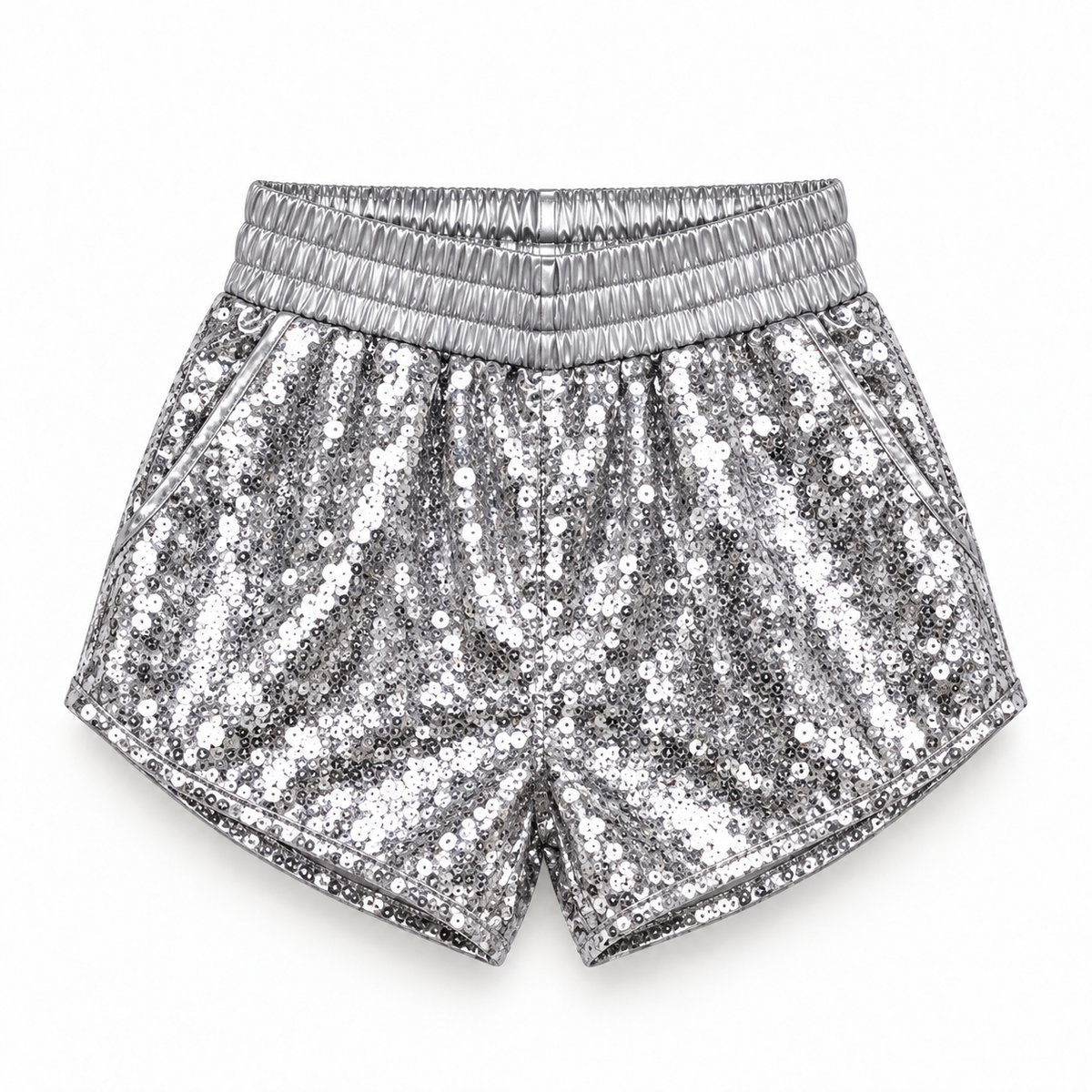 Short de lentejuelas plateado para niña