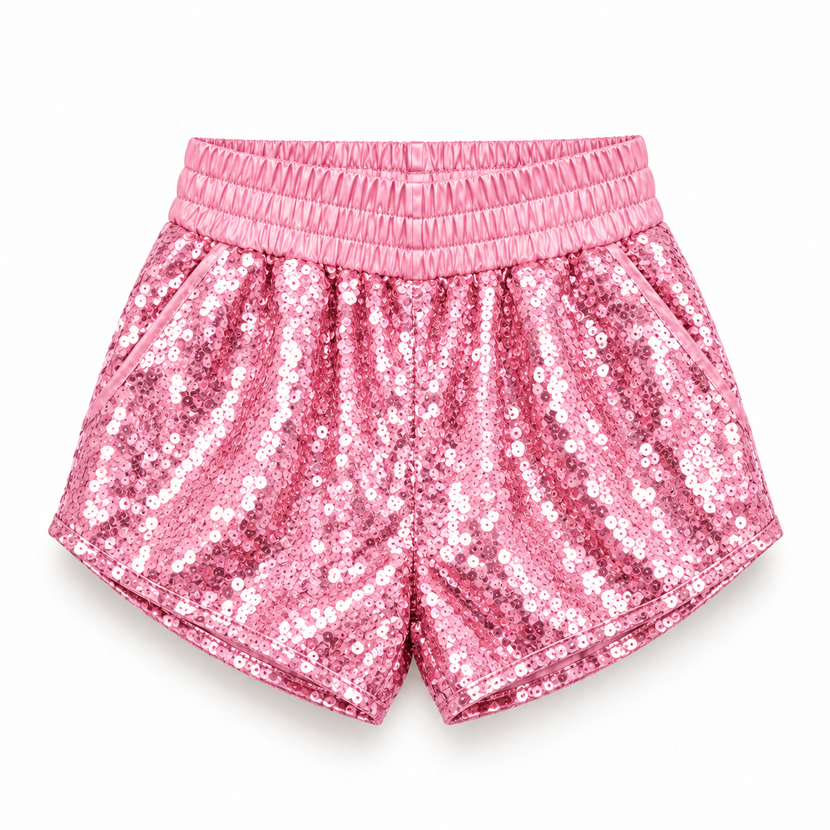 Short de lentejuelas rosado para niña