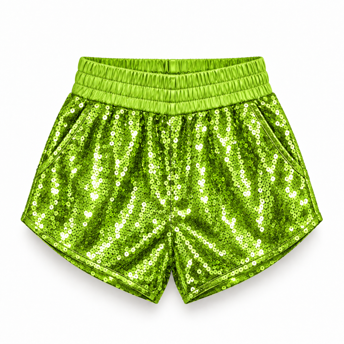 Short de lentejuelas verde-lima para niña