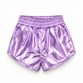 Short metalizado lila para niña