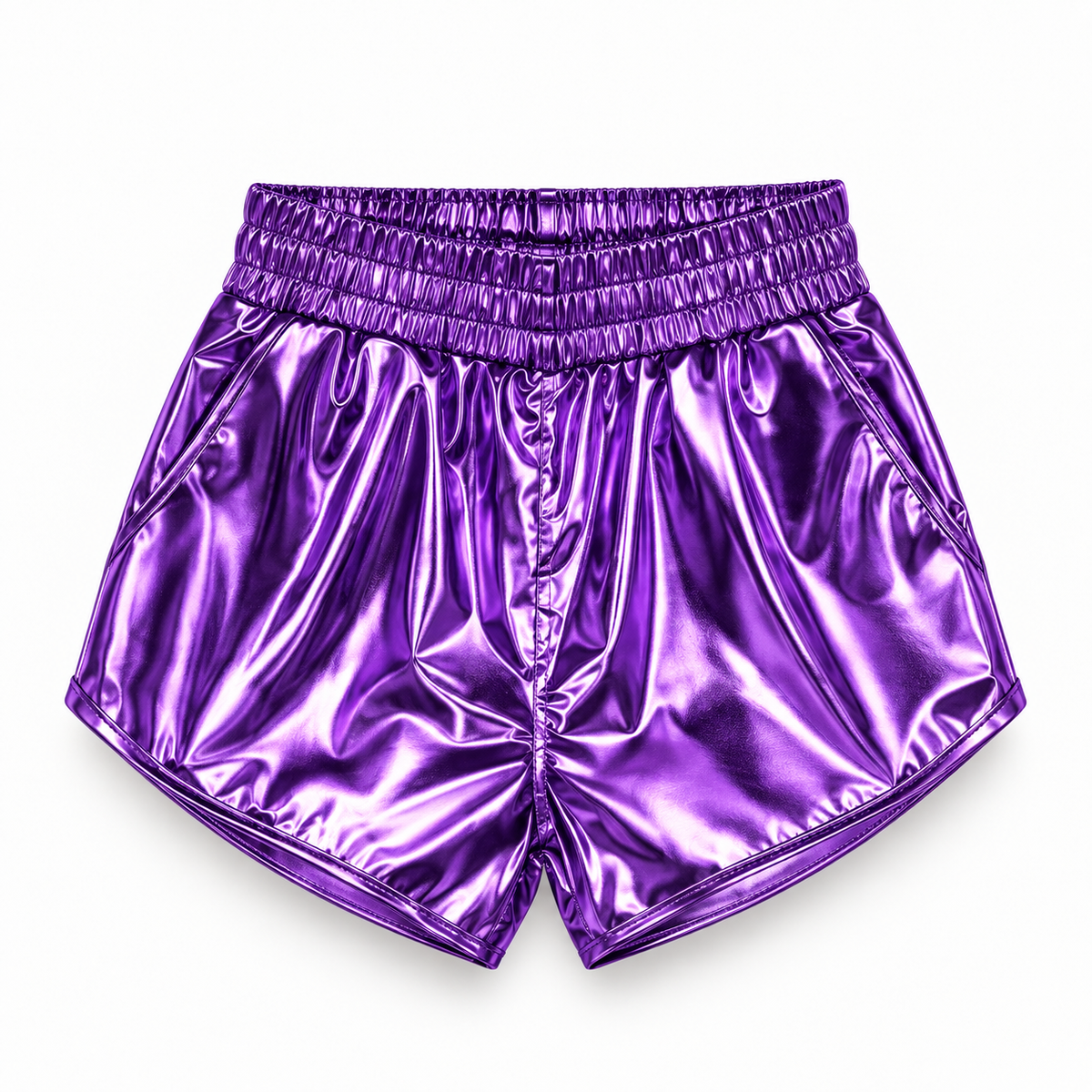 Short metalizado morado para niña